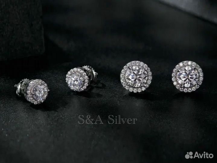 Пусеты с бриллиантами(муассанит) 1,2 карата