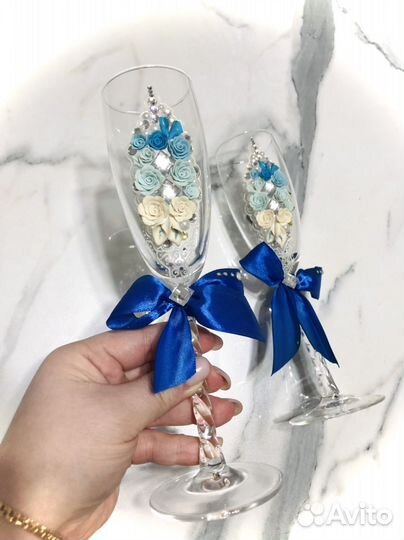 Свадебные бокалы + 4 шт бокалов для друзей