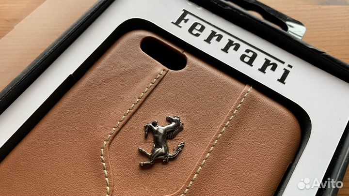 Чехол на iPhone 6 plus ferrari натур.кожа