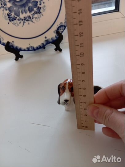 Статуэтка собака. Бассет. Фарфор. Редкая