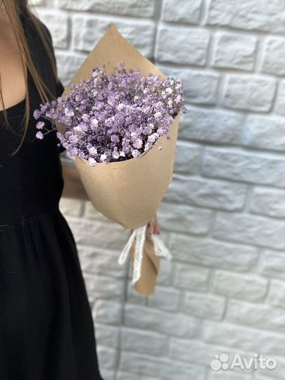 Букет мини из фиолетовой гипсофилы