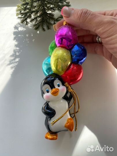 Елочная игрушка пингвин с шариками Импульс