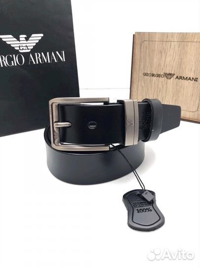 Кожаный ремень в коробке мужской Giorgio Armani