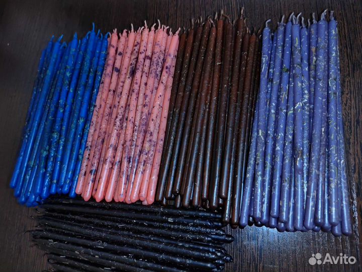 Восковые свечи с травами 18см