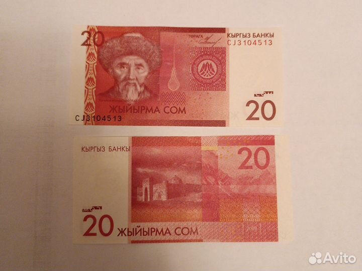 Банкнота 20 сом Киргизия 2009 unc