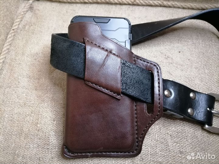 Кожаный чехол для смартфона/телефона на пояс