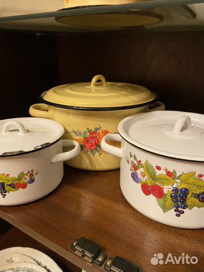 Кастрюля эмалированная СССР набор
