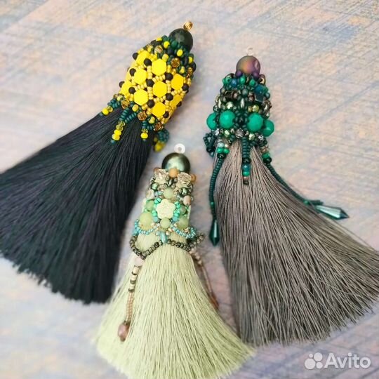 Кисти из бисера для шкатулок, комодов, сумочек