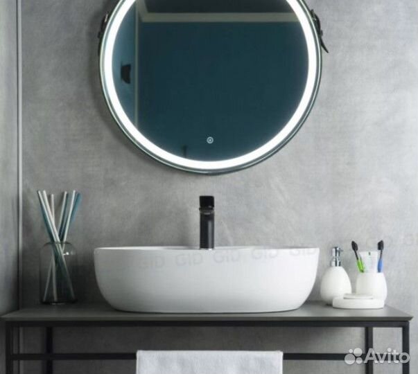 Раковина накладная GID-ceramic N9163 белый (590х41