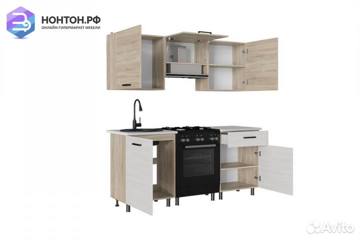 Кухня Глория 1,8м дуб сонома светлый / ясень анкор