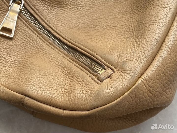 Сумка оригинал Prada Vintage Beige Leather Hobo