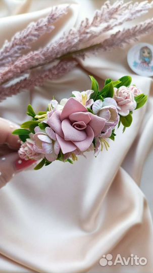 Ободок повязка венок заколки из цветов для волос