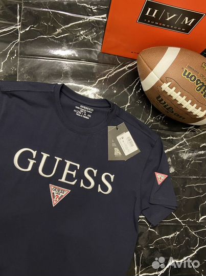 Футболка мужская guess синяя размер XL(52)