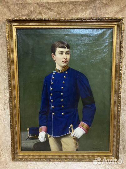 Картина антикварная Европа. Офицер