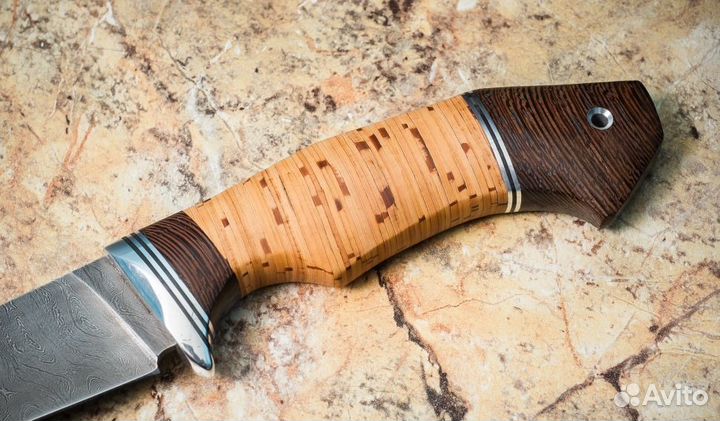 Нож Хантер сталь дамаск рукоять береста