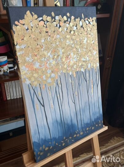 Картина новая на холсте, золото, акрил 60/40