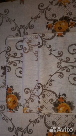 Скатерть льняная новая с полотенцами 3 шт