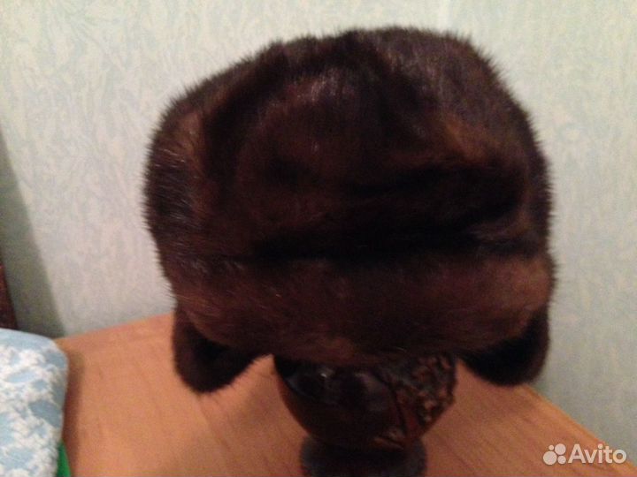 Шапка- кепка с ушками норковая размер 56