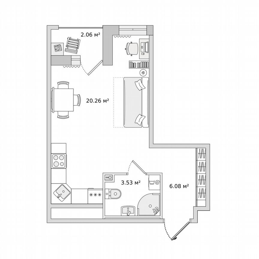 Квартира-студия, 31,9 м², 11/23 эт.