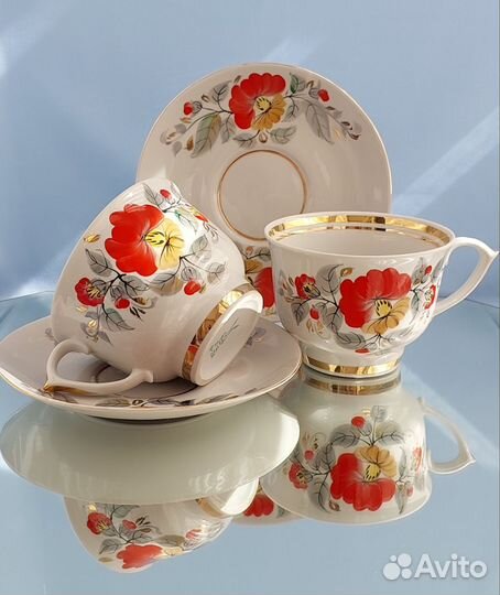 Чайная пара- гигант, фарфор, Светловодский фз