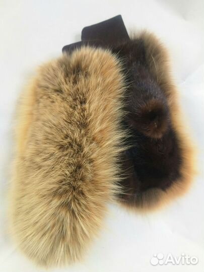 Варежки норковые с песцом.супертеплые