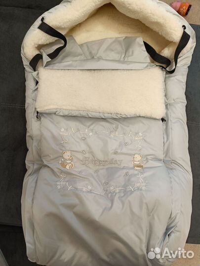 Зимний конверт в коляску на овчине