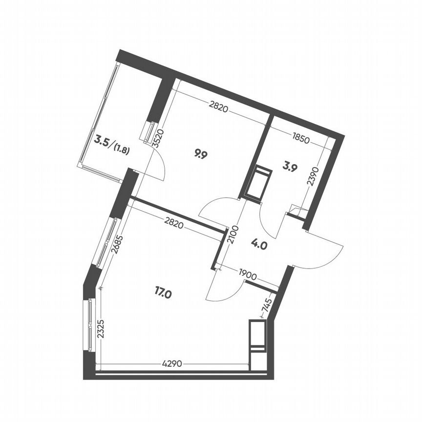 1-к. квартира, 36,6 м², 3/12 эт.