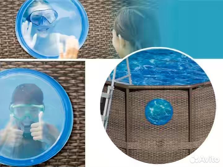 Каркасный бассейн коричневый дерево 488*122