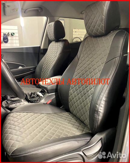 Чехлы Автопилот Hyundai i40 из экокожи чёрно-серые