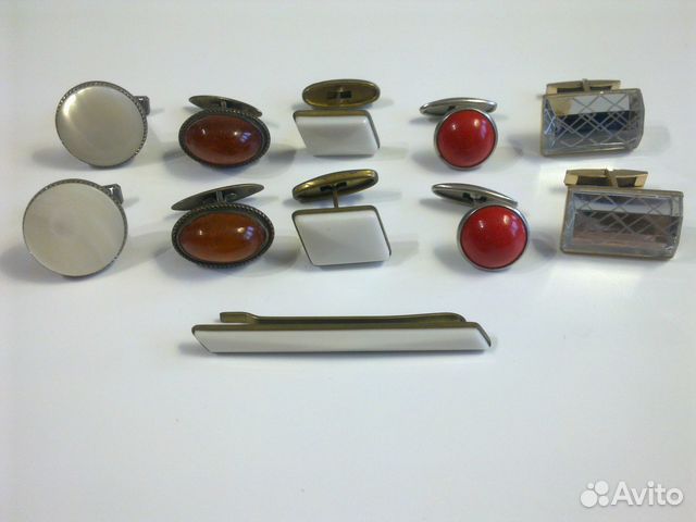 Запонки, зажимы, серебро, янтарь, СССР, 1950-60-е