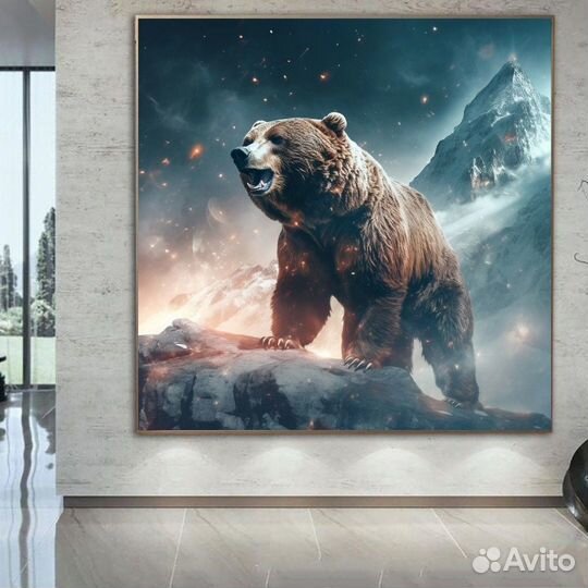 Картина маслом медведь на горе