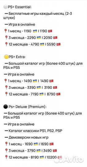 Подписка ps plus (все тарифы)