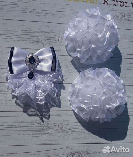 Школьный комплект брошь жабо и бантики