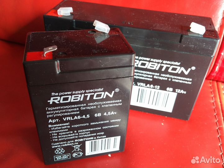 Аккумулятор Robiton 6V 12Ah для детских машинок
