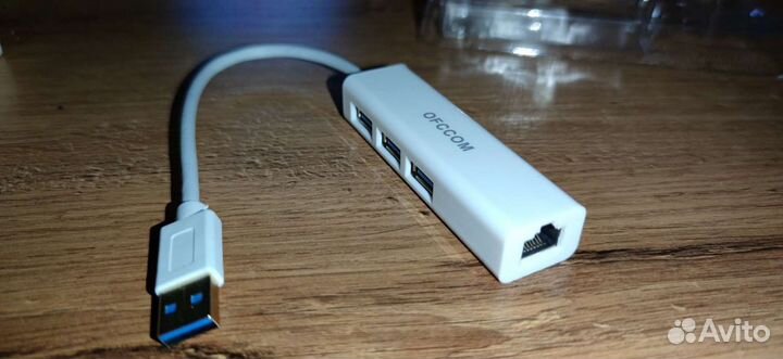 Ethernet адаптер 10/100/1000 Mbps USB 3.0, USB хаб