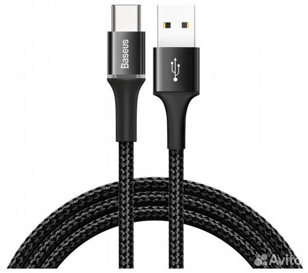 Кабель Type-C с подсветкой, 0,25 м, фирменный