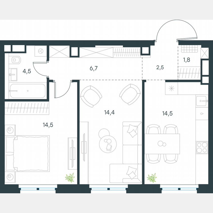 2-к. квартира, 58,9 м², 20/29 эт.