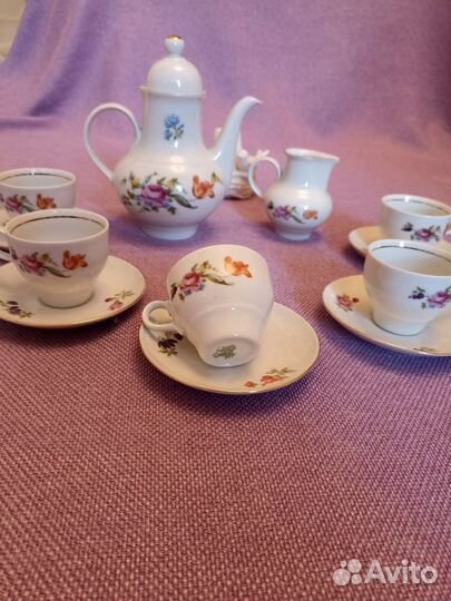 Сервиз кофейный мейсенский букет Чехия