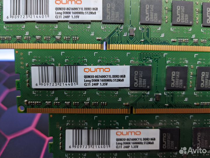 Оперативная память 8 Гб/1600 Мгц/DDR3L/Qumo/16 chi
