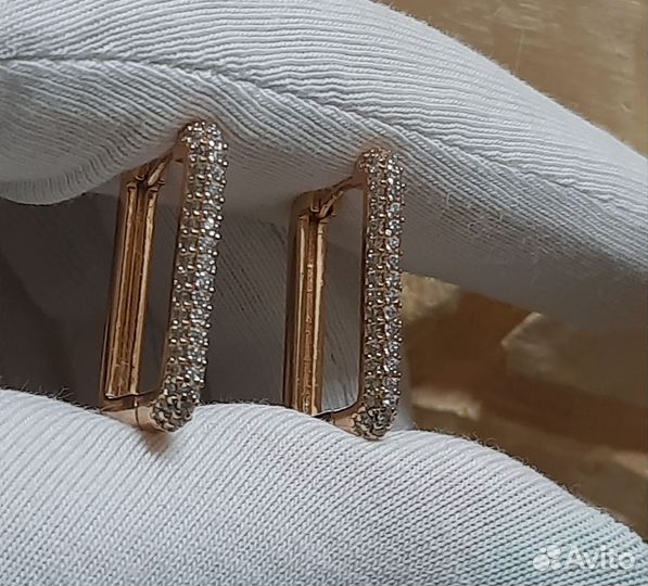 Серьги с цирконами позолоченные