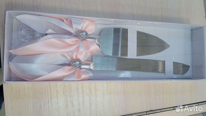 Нож и лопатка для торта свадебные