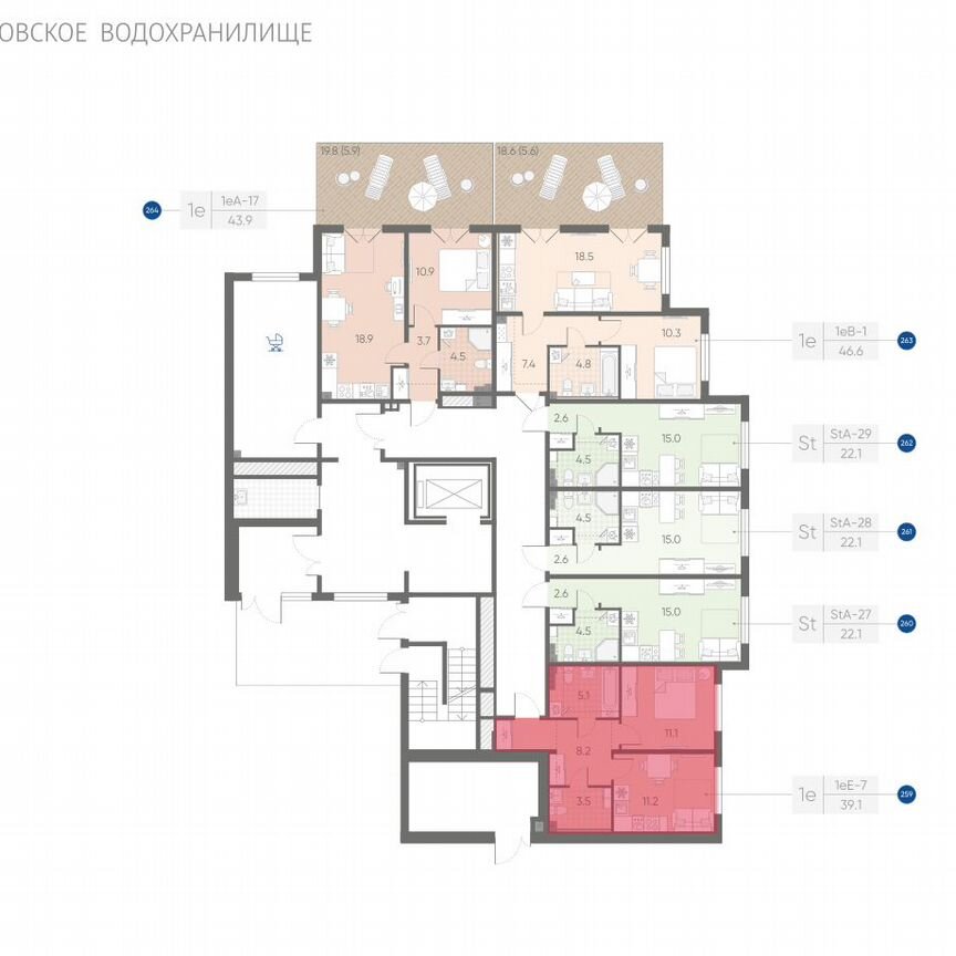 1-к. квартира, 39,1 м², 1/4 эт.