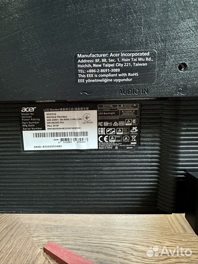 Acer kg251q , 24,5 дюйма