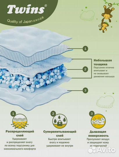 Подгузники twins 4-9 кг 82 шт новые