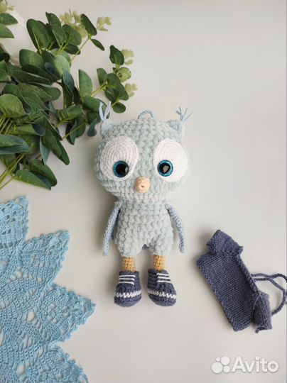 Мягкая вязаная игрушка Совёнок амигуруми