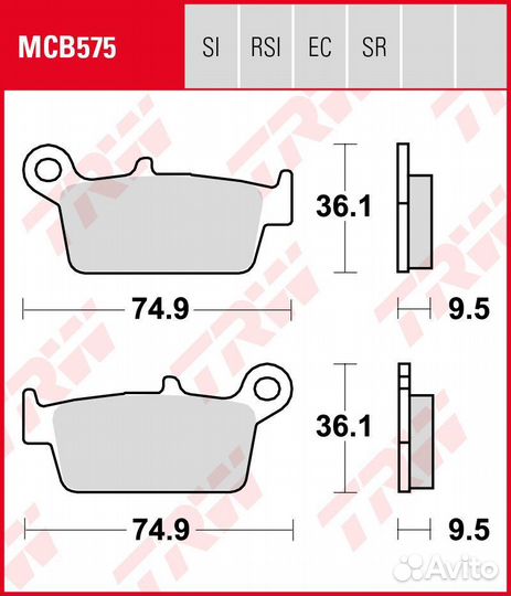 Тормозные колодки TRW MCB575si MCB575 DRZ400 WR250