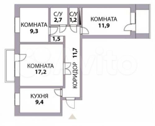 3-к. квартира, 70 м², 8/9 эт.