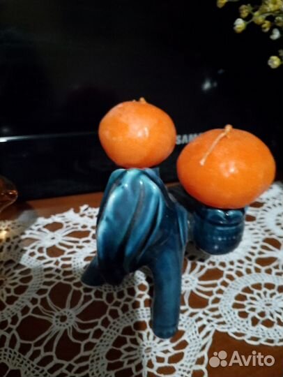 Обливная керамика, подсвечник, ослик