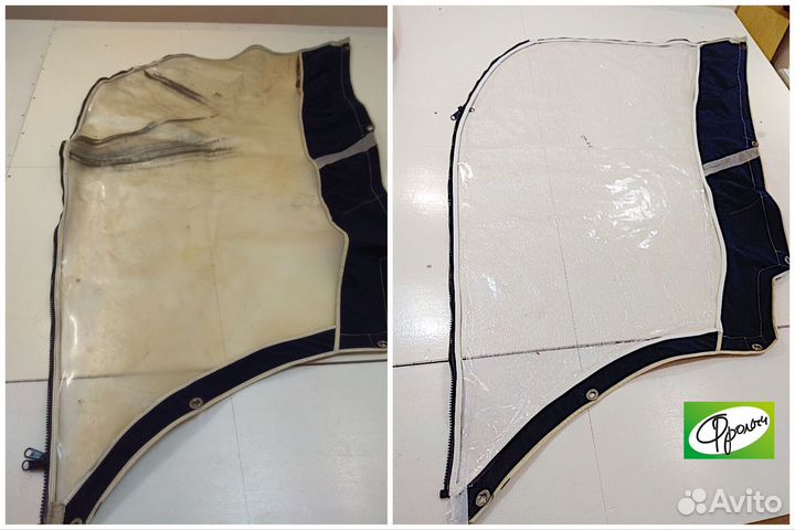 Ремонт тентов для лодок, замена окошек