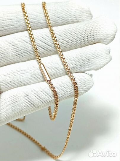 Золотая цепочка Бисмарк, полновесная, замок коробочка, длина 50 см, вес 6,12г